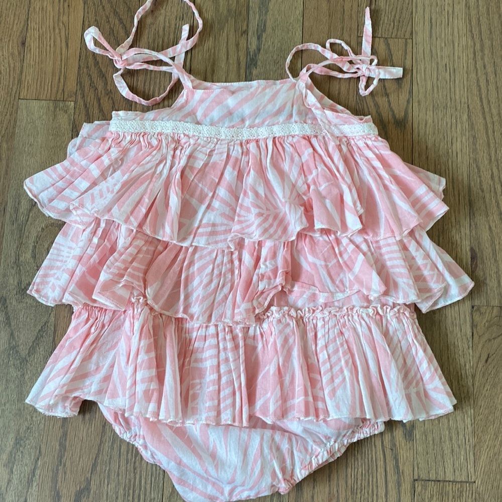 Pink and white romper